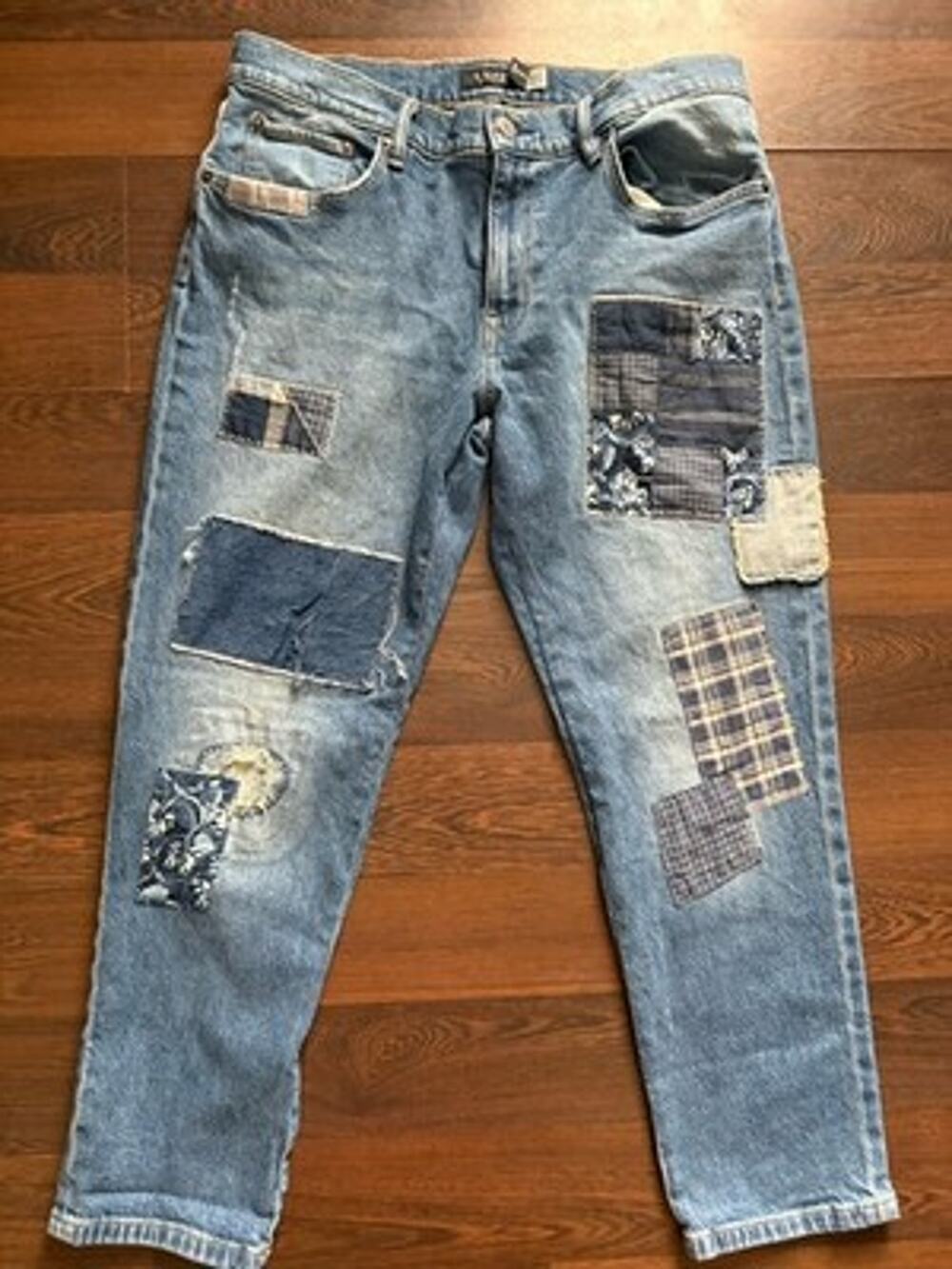 Lauren Ralph Lauren Size 12 Patchwork Relaxed Jeans Crop